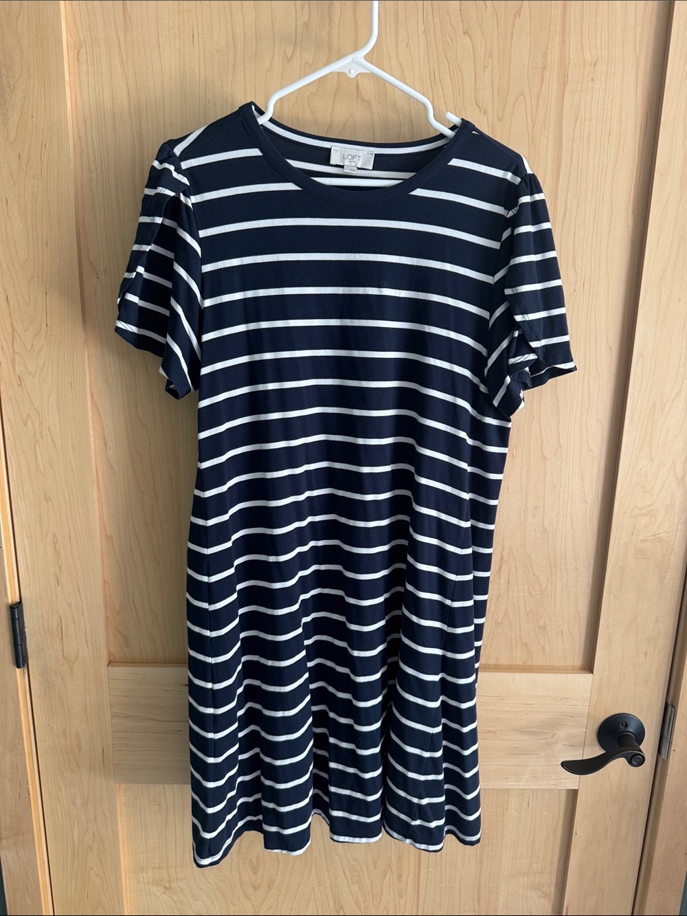LOFT Navy and White Striped Tee Dress